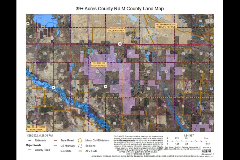 39 Acres County Road M Public Land in the Area Map